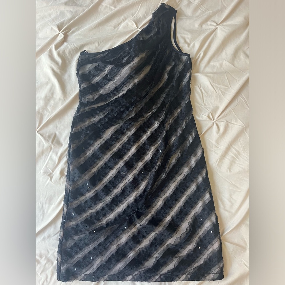 One Shoulder Black Cocktail Dress